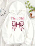 Women's Hoodie That Girl Pink Flowing Ribbon With Soft Elegant Shading Bow