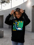 Women's Hoodie Colorful Abstract Garden With Oversized Patterned Peacock