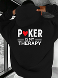 Men's Hoodie Poker Is My Therapy Bold White Letters With Red Heart Joker Hoodie