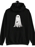 Men's Hoodie Flowing Draped Costume With Large Eyes And Simple Ghost