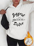 Women's Hoodie Biggest Sister Hand Drawn Arrow And Hearts Under Cozy Light