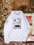 Women's Hoodie Peaceful Snow Covered Landscape Under Blossoming Cherry Tree Mountain