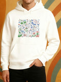 Men's Hoodie Colorful Foliage With Playful Blooms And Gentle Leaves Hoodie