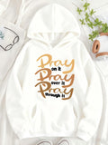 Women's Hoodie Pray On It Over It Through It Casual Inspirational Hoodie