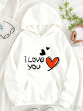 Women's Hoodie I Love You With Playful Hearts And Bold Red Accent Heart