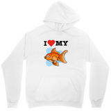 Men's Hoodie I Love My Playful Orange Goldfish With Bubbles Swimming Peacefully Goldfish