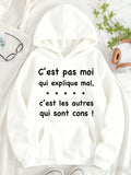 Women's Hoodie French text， geometric pattern