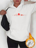 Women's Hoodie Heartbeat Line With Red Sun And Love Heart