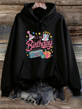 Women's Hoodie Its My Birthday With Colorful Confetti Hats And Boombox Gift