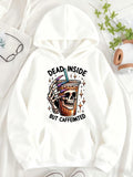 Women's Hoodie Dead Inside But Caffeinated Skeleton Hand With Iced Coffee Surrounded By Colorful Sparkles Cup