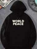 Men's Hoodie World Peace Bold Letters On Minimalist Classic Hoodie