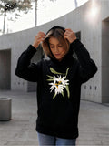 Women's Hoodie Delicate White Petals With Soft Green Leaves Accentuating Centered Flower
