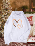 Women's Hoodie Metallic Gold Iridescent Lines Forming Intertwined Double Heart
