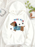 Women's Hoodie Have Fun Playful Dachshund Wearing Blue Sweater With Paw Prints Hoodie