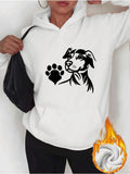 Women's Hoodie Artistic Black Outline With Paw Among Gentle Brush Lines Dog