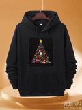Men's Hoodie Colorful Baubles And Presents Under Glowing Star Christmas Tree