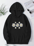 Women's Hoodie White Daisy Flowers Arranged In A Row On Cozy Hoodie