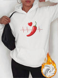 Women's Hoodie Heartbeat With Red Chili Pepper And Love Heart Design Pepper