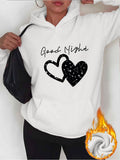 Women's Hoodie Good Night Two Linked Hearts With Hand Drawn Art Pattern Heart