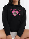 Women's Hoodie Im Just A Girl Pink Heart Surrounded By Stars With Cute Hamster