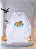 Women's Hoodie Cute Sleeping Otter Floating Peacefully On Blue Water Otter