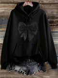Women's Hoodie Detailed Illustration With Shaded Wings Embellishing Dark Butterfly