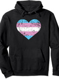 Men's Hoodie Distressed Painted Stripes In Heart Shape Hoodie