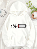 Women's Hoodie Low Power Battery Icon Beside Large Percentage Symbol Hoodie