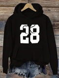 Women's Hoodie Bold White Numbers In Crisp Block Font On Hoodie