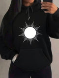 Women's Hoodie Radiant White Halo With Energetic Light Bursting Lines Sun
