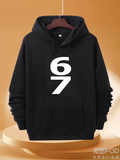 Men's Hoodie Bold White Numbers Six And Seven Centered Hoodie