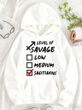 Women's Hoodie Level Of Savage With Zodiac Signs Among Checkmark Sagittarius Hoodie