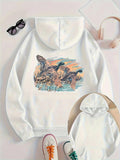 Women's Hoodie Sunset Waves With Sea Turtles Swimming Among Coral Reef Ocean