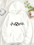 Women's Hoodie Heartbeat Line With Iconic Soccer Ball Design Under Bright Lighting Hoodie