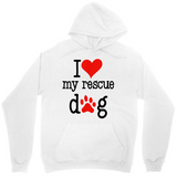 Men's Hoodie I Love My Rescue Dog With Playful Paw Print Surrounded By Joyful Spirit Hoodie