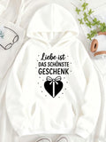 Women's Hoodie Black Ribbon Heart Surrounded By Dotted Lines Design Heart