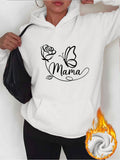 Women's Hoodie Mama With Blooming Rose Butterfly And Elegant Swirling Lines Hoodie