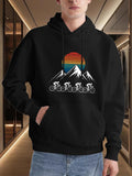 Men's Hoodie Colorful Sunset Over Mountain Peaks With Cyclists Racing Across Landscape