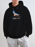Men's Hoodie Born To Fly Spreading Wings Soaring With Majestic Sunrise Mountain Bird