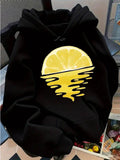 Women's Hoodie Sunny Yellow Lemon Slice Melting Under Sunset Light Lemon