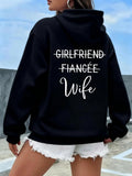 Women's Hoodie Girlfriend Fiancee Wife Elegant Script Lettering On Black Sweatshirt