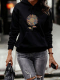 Women's Hoodie Colorful Petals Sunflower With Autumn Leaves Under Sunlight Sunflower