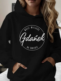 Women's Hoodie Lettering Art With Circular Emblem And Artistic Handwritten Script Gdansk
