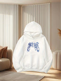 Women's Hoodie Blue Floral Pattern Cluster With Soft White Room Hoodie
