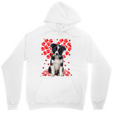 Men's Hoodie Adorable Puppy Surrounded By Scattered Red Paw Prints Puppy