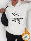 Women's Hoodie Minimal Sunrise With Flowing Lines And Rising Sun Graphic