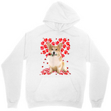 Men's Hoodie Cute Dog With Red Blossoms Scattered Behind And Around Puppy