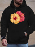 Men's Hoodie Tropical Garden With Brightly Colored Blossoms Flowing Around Hibiscus Flower