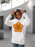 Women's Hoodie Bright Sunny Orange Blossom Surrounded By Soft Clean White Petals Flower
