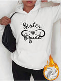 Women's Hoodie Sister Squad Elegant Script With Decorative Lines And Heart Motif Hoodie